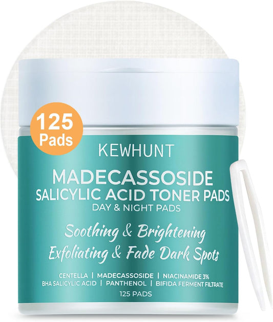 Madecassoside Toner Pads, Mild Exfoliating Pads, Calming Face Pad -Centella, Niacinamide, BHA Salicylic Acid for Soothe, Blemishes, Uneven Skin Tone, Dark Spots, Daily Skincare 125 Pad Christmas Gifts