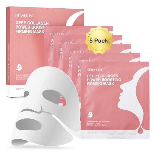 Deep Collagen Face Mask Overnight, Bio- Collagen Mask Real Deep Mask, Hydrating Hydrogel Masks with Low Molecular Collagen for Firming, Elasticity, Pore Minimizing 40g x 5ea Christmas Gifts