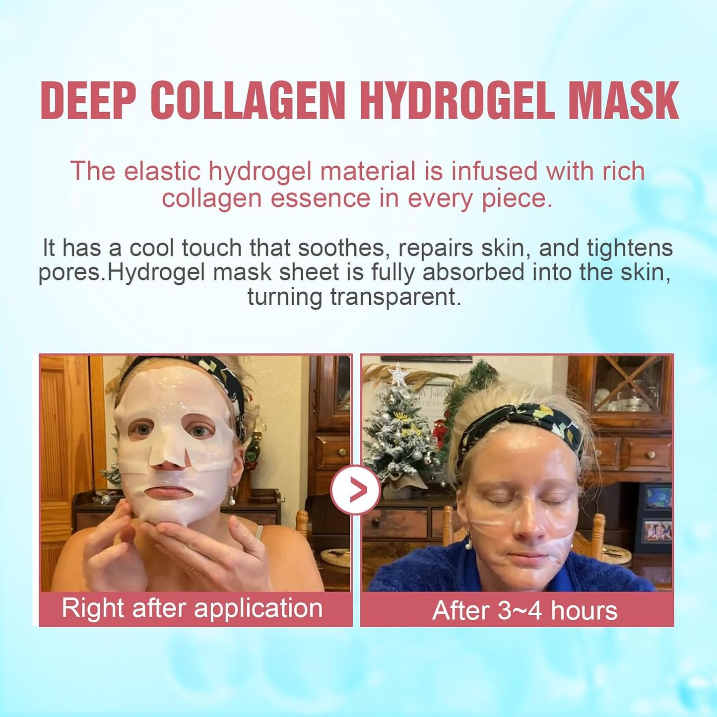 Deep Collagen Face Mask Overnight, Bio- Collagen Mask Real Deep Mask, Hydrating Hydrogel Masks with Low Molecular Collagen for Firming, Elasticity, Pore Minimizing 40g x 5ea Christmas Gifts