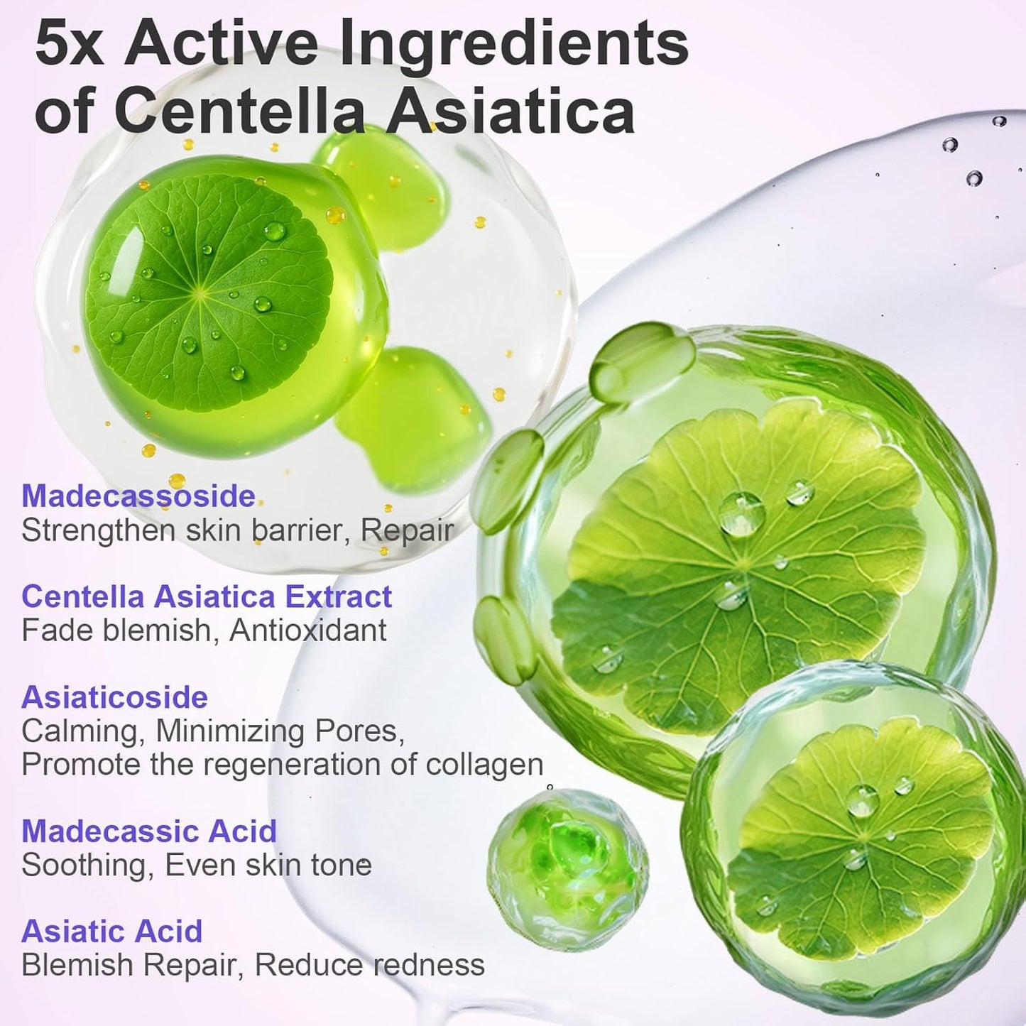 Madecassoside Sheet Mask Blemish Repair, Collagen Face Mask- Hyaluronic Acid, Niacinamide, Panthenol, Centella Facial Masks for Sooth, Hydration, Firming, Korean Skin Care, Stocking Stuffers