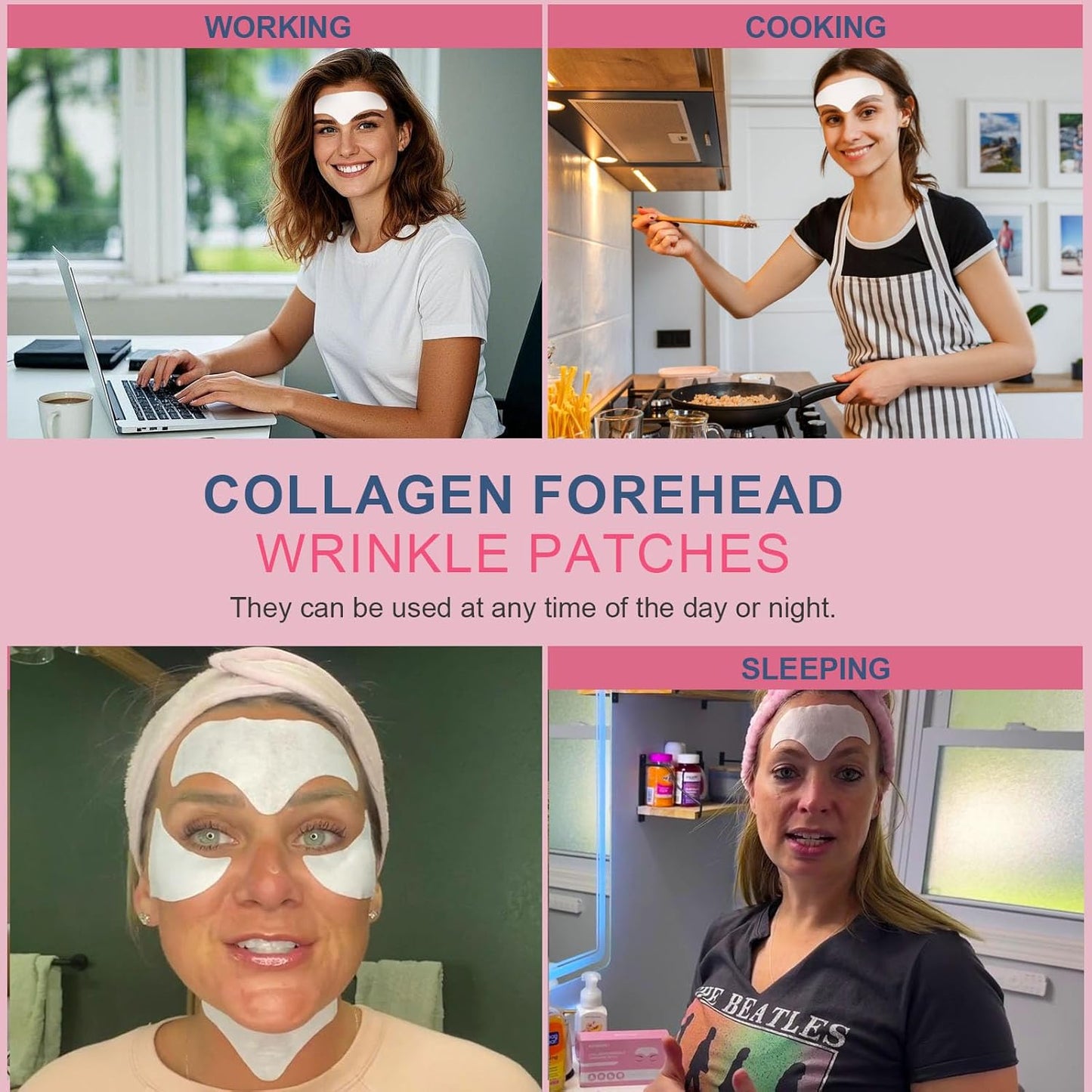 Forehead Wrinkle Patches, Collagen Anti Wrinkle Patches Overnight, Forehead Serum Patch Smooth Fine Lines & Wrinkles, Soft Facial Patches 16 Pcs Christmas Gifts