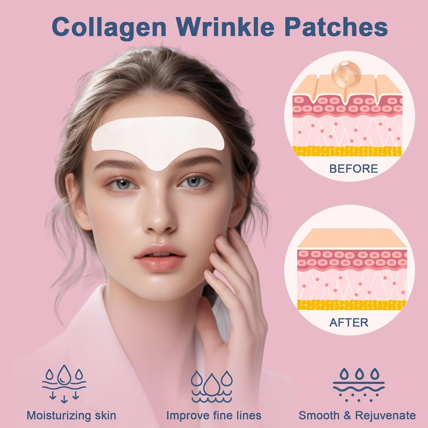 Forehead Wrinkle Patches, Collagen Anti Wrinkle Patches Overnight, Forehead Serum Patch Smooth Fine Lines & Wrinkles, Soft Facial Patches 16 Pcs Christmas Gifts
